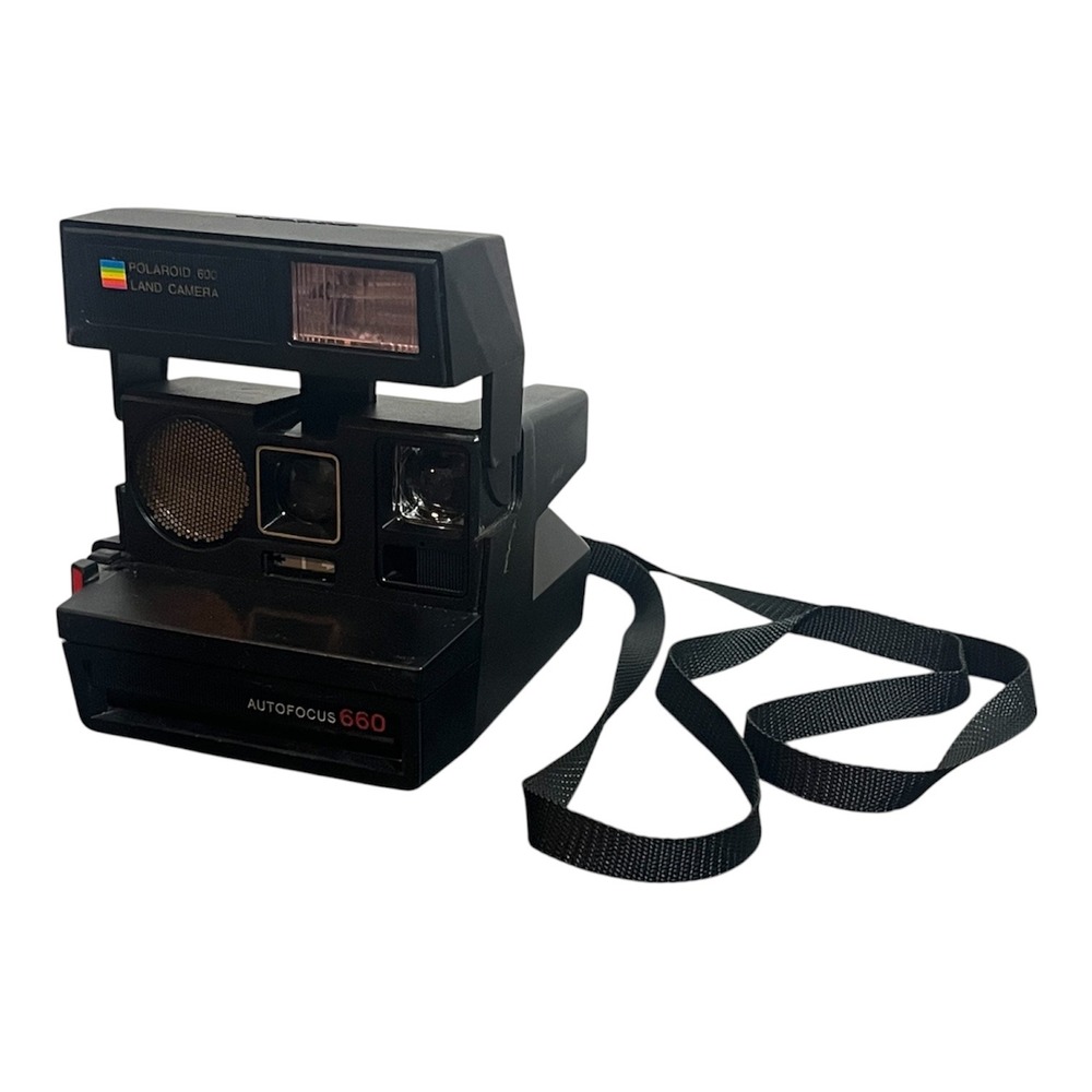 Vintage Polaroid Autofocus 660 Land Camera 600 Series Black Flash Untested